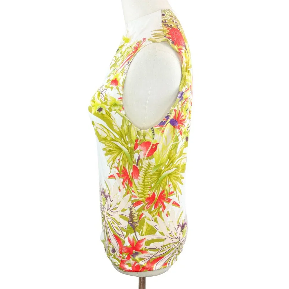 Kenzo Tropical Plant Print Sleeveless High Collar Tank - Picture 3 of 6
